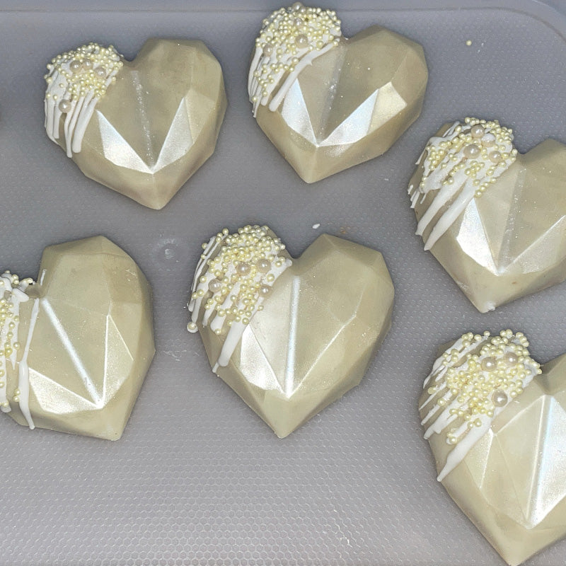 Cake Filled Geometric Hearts